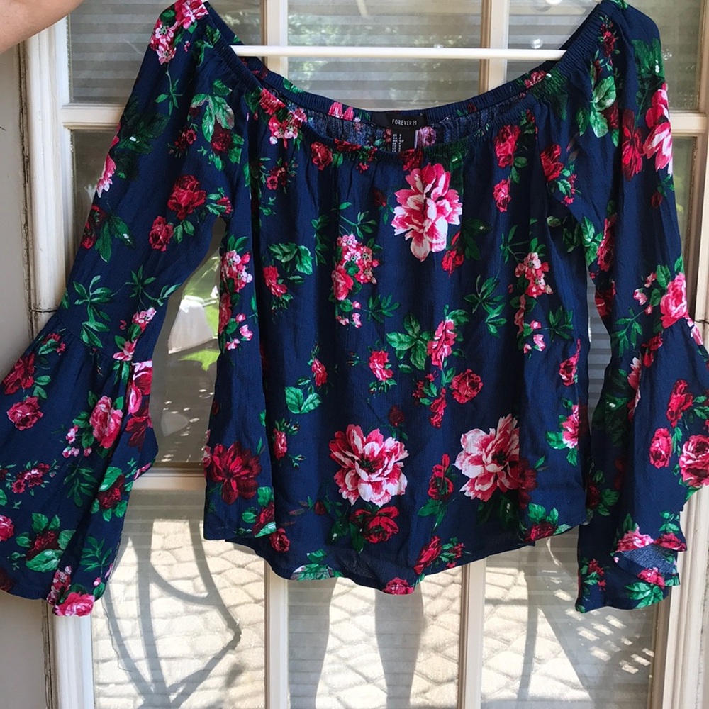 Floral, off the shoulder long sleeve top